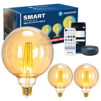 Bombilla de filamento Bluetooth Mesh Smart G95 con mando a distancia