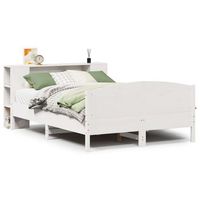 cama matrimonial  cama para adultos  cama con estanteria sin colchon madera maciza blanca 150x200 cm