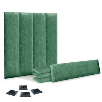 Dhome Juego De 8 Paneles Tapizados De Lana Ecológica Pack Autoadhesivos Para Pared Acústicos Absorbentes Protección (verde, 60x30cm, X8)