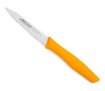 Cuchillo mondador acero inoxidable 100 mm mango polipropileno mostaza