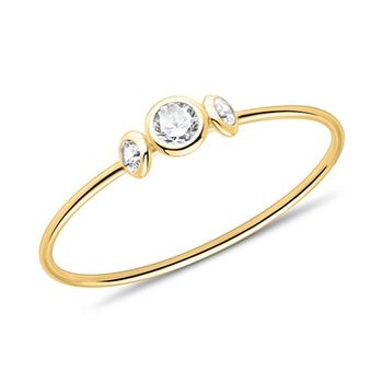 Anillo de oro de 9 quilates para mujer con piedras de circonita