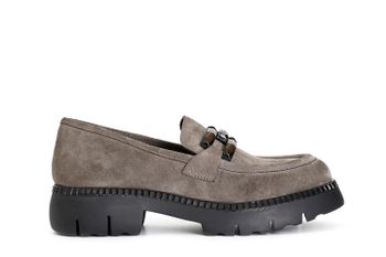 mocasín de mujer en ante con bocado taupe 37