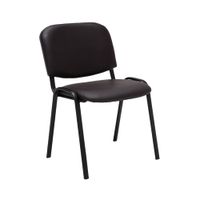 silla con patas de metal y asiento en simil cuero marron
