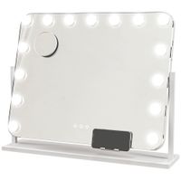 homcom espejo maquillaje luminoso led intensidad ajustable espejo aumento puerto de carga usb rotacion 360 63x50 cm   aosom espana