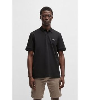 BOSS para hombre. 50520109 Polo Pe Interlock negro (XL), Casual, Algodón, Manga corta