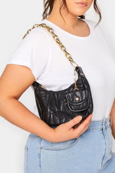 Bolso Negro Acolchado Monedero A Juego