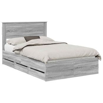 Estructura De Cama Gris Sonoma 120 X 190 Cm Madera Ingenieril Vidaxl