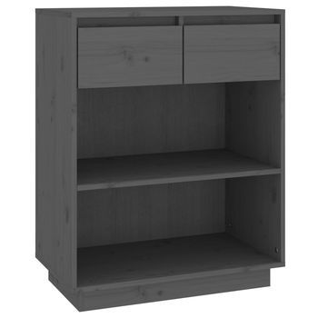 Mesa Consola | Mesa De Entrada | Mesa Auxiliar De Madera Maciza De Pino Gris 60x34x75 Cm