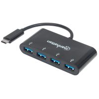 hub manhattan 4 puertos 5 gbps usb 30 tipo-c hb30c4ab compacto y portatil