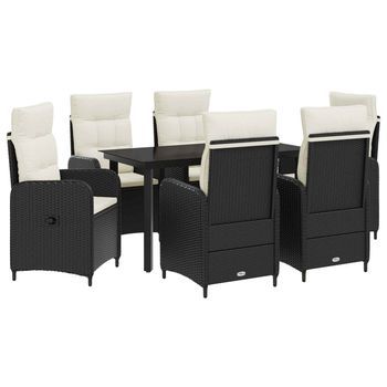 Conjunto De Comedor De Jardín 7 Uds. Negro Y Crema Vidaxl