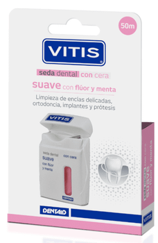 Vitis Seda dental con cera suave con flúor y menta 50 m + 5 m