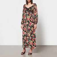 rixo thaleena floral-print woven midi dress - uk 12