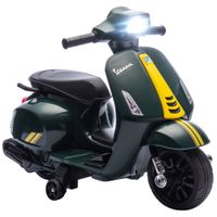 aiyaplay moto electrica para ninos con licencia vespa bateria recargable 6v rueditas y luces edad 2-6 anos verde oscuro