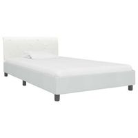 cama individual  estructura de cama sin colchon cuero sintetico blanco 90x200 cm cfw54352