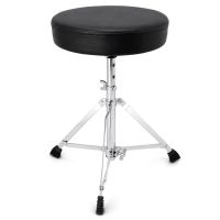 taburete plegable ajustable 41-58 cm para bateria y guitarra banqueta de musico con asiento acolchado redondo de 28 cm estructura de acero con patas de doble pletina aguanta 100 kg negro