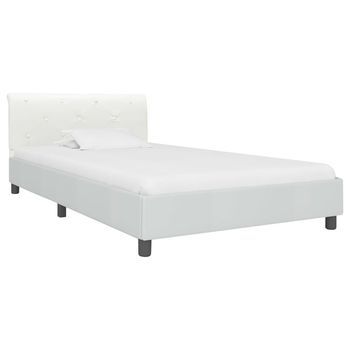 Cama Individual | Estructura De Cama Sin Colchón Cuero Sintético Blanco 90x200 Cm Cfw54352
