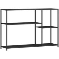 homcom mesa consola estrecha de 4 niveles estilo industrial estructura de acero 110x30x75 cm negro