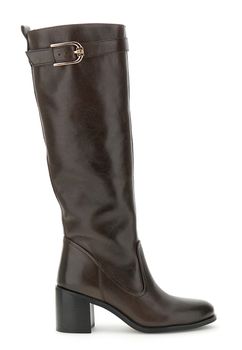 botas de piel con hebilla decorativa dark brown 39