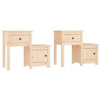 pack 2 uds mesitas de noche  mesa auxiliar  mesilla madera maciza de pino 795x38x655 cm