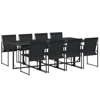 Juego De Comedor Para Jardín 9 Piezas Textilene Negro