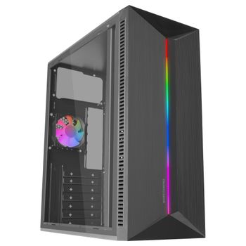 Mars Gaming MC-BLAZE, Caja Gaming ATX, 1x Ventilador FRGB Trasero 80mm, Tira LED RGB Frontal con Múltiples Efectos, Ventana Lateral Completa, Semitorre PC con Amplia Capacidad Interna, Caja Gamer