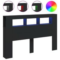 cabecero con led madera de ingenieria negro 160x185x1035 cm vidaxl
