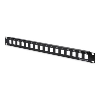 Panel de parcheo modular Digitus 16 puertos montaje rack 1U negro