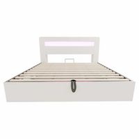 cama plataforma 180x200 - con almacenamiento sistema hidraulico cabecero led y enchufes integrados - blanco