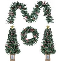 2 arboles de navidad costway 120 cm on guirnalda y corona arbol de navidad en maceta con pinas