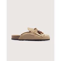 koala bay zuecos sabot plat en cuir beige - kalahari para mujer