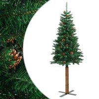 arbol de navidad  decoraciones de navidad delgado madera autentica y pinas pvc 210 cm