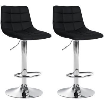 Juego De 2 Taburetes De Bar Jerry En Polipiel Simil Cuero Negro 46.5x43x87 Cm Clp