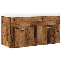 mueble bano con lavabo integrado madera envejecida vidaxl