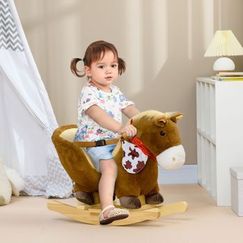 Caballito Balancín Infantil Con Sonidos De Animal Café Homcom