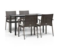 juego comedor jardin 5 piezas y cojines ratan sintetico y acero longitud mesa 140 cm