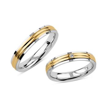 Alianzas de plata 925 parcialmente doradas, grabable