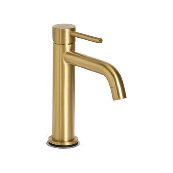 Grifo Mezclador Para Lavabo De Latón Mate Moderno Monomando 18 Cm Accesorios De Baño Dorado Salinas