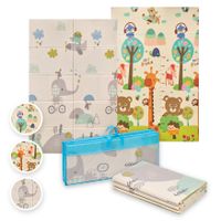 ms trendy - alfombra de juegos para bebe 180x120 cm - doble cara tapete muy acolchado 1cm grosos plegable y con bolsa de transporte