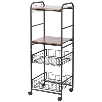 Carro de cocina 40x38x111 cm nogal y negro