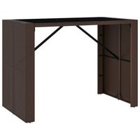mesa alta bar  mesa de bistro superficie vidrio ratan pe marron 145x80x110 cm