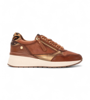 Carmela para mujer. 16244202-CAMEL Zapatillas de Piel 162442 marrón (40), 3 a 5cm, Cremallera, Casual