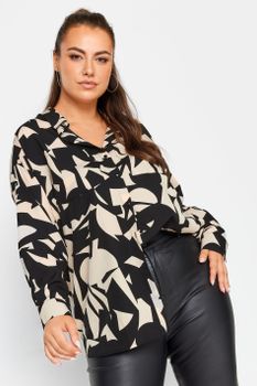 Yours Camisa Amplia Negra Estampada, Mujer Curvy Y Tallas Grandes, Yours