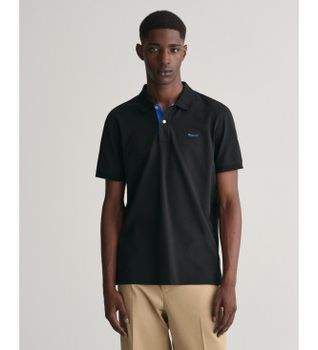 Gant para hombre. 2062026 Polo de piqué en contraste negro (XXL), Casual, Algodón, Manga corta