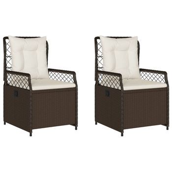 Pack 2 Uds Sillones Reclinables De Jardín | Silla De Jardín | Silla De Exterior Ratán Sintético Marrón