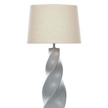 Lámpara De Mesa De Cerámica Gris Pantalla De Tela Blanco 71 Cm Mesa De Noche Clásico Belaya
