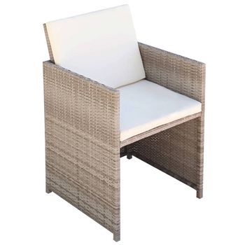 Pack 2 Uds Sillas De Jardín | Silla De Exterior | Sillón Con Cojines Ratán Sintético Beige