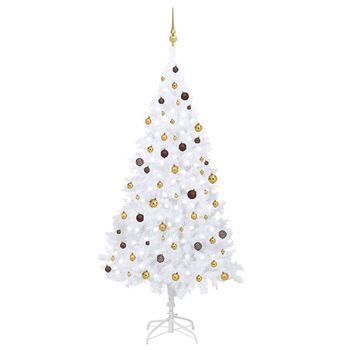 Árbol De Navidad Preiluminado Con Luces Y Bolas Blanco 240 Cm Vidaxl