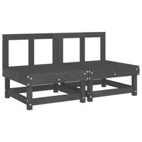 2 uds sofas centrales de jardin  sofa de exterior madera maciza de pino gris