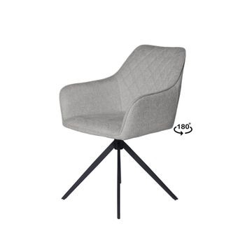 Silla de comedor tapizada gris claro giratoria a 180º