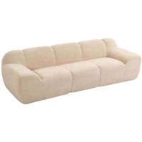 homcom sofa de 3 plazas de chenilla 233 cm con asiento amplio y profundo reposabrazos anchos sin montaje beige   aosom espana